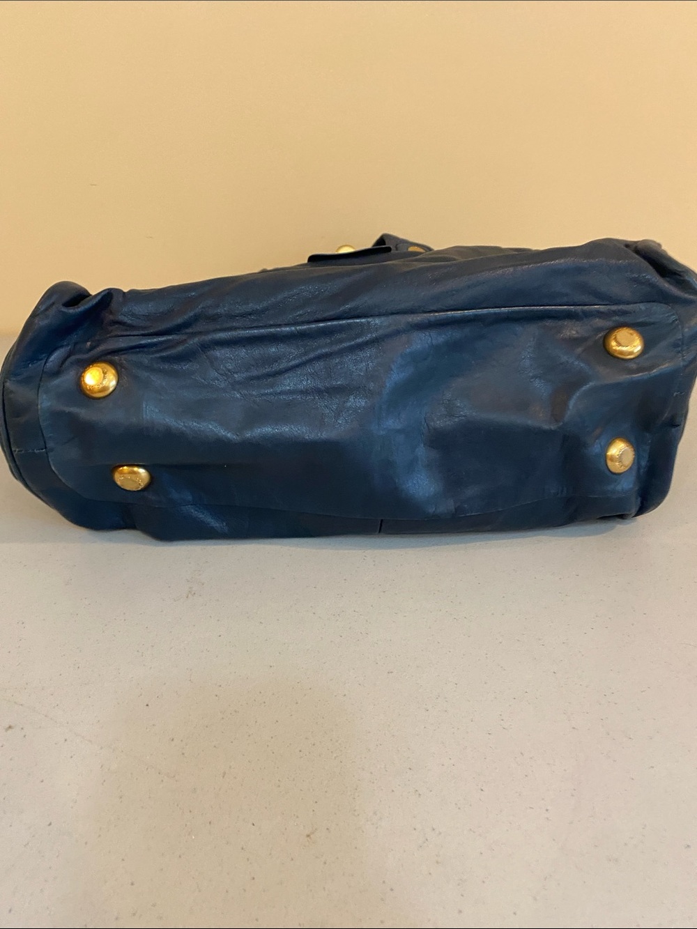 Marc By Marc Jacobs Navy Leather Satchel with Gold Hardware - Picture 2 of 5